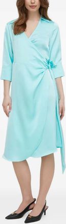 Joop tie V-neck dress - women - Polyester - 34 - Blue
