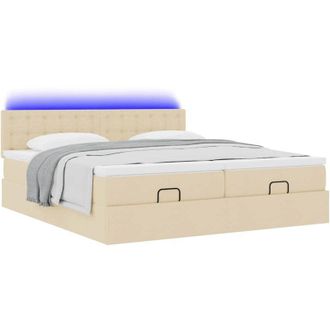 vidaXL Estructura De Cama Otomana Con Colchones Tela Crema 180x200cm Vidaxl