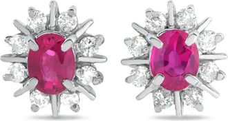 Luxury Bazaar Orecchini in platino con diamanti e rubini - Argento