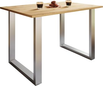 ebuy24 Mesa De Madera Vcm Al. 76 X An. 140 X D. 50 Cm Marco De Pie S&oacute;lido Y De Alta Calidad Pies Hechos De Hierro Mesa De Cocina - Xona U (plata / Roble Miel
