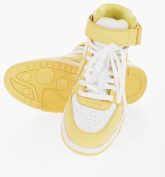 Off-white Leather Lace-Up Sneakers OUT OF OFFICE With Velcro Closure size 41