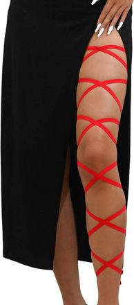 Generic Black Elastic Leg Wraps, Rave Cross leg Straps with O-Ring, Non-Slip Garter Outfit Accessory for Festival Raves Dancing Cosplay Party Summer New