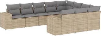 vidaXL Juego De Sof&aacute;s Jard&iacute;n Con Cojines Beige 10 Pzas Rat&aacute;n Sint&eacute;tico Vidaxl
