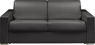 Vente-Unique Divano letto 3 posti ribalta Letto 140cm Materasso 18cm Memory foam - in Similpelle Nero - CALITO