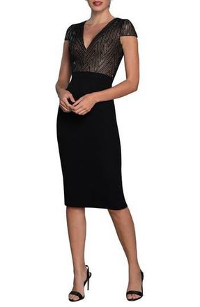 Dress The Population Ivy Sheath Midi Dress in Black at Nordstrom Rack, Size X-Small