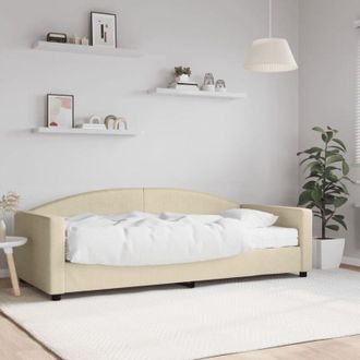 vidaXL vidaXL Divano Letto con Materasso Crema 90x200 cm in Tessuto