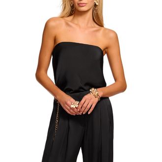 Ramy Brook Ruben Strapless Satin Bodysuit in Black at Nordstrom, Size Xx-Large