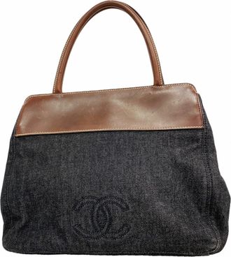Chanel Black Brown Denim Tote Bag (Pre-Owned)