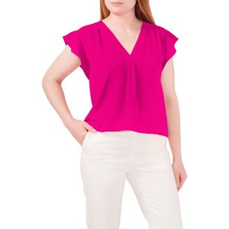 Chaus Print Flutter Sleeve Blouse in Exuberant at Nordstrom, Size X-Large