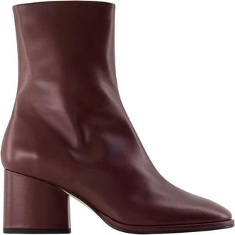 Aeyde Ayla Enkellaarsjes - Dames - Laarzen met Hak - Rood - 37 EU - Leer - Schoenen