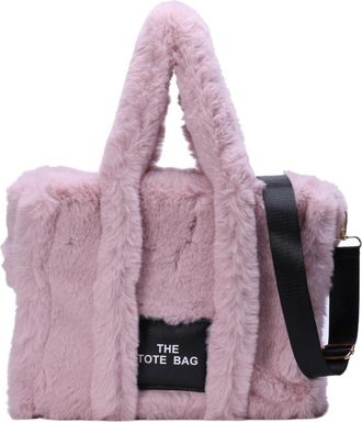 Generic Womens Plush Bags Crossbody Bags Solid Fluffy Tote Bag Soft Plush Portable Large Capacity For Travel Work For Daily Shopper(Pink)