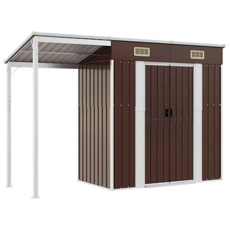 Berkfield Home Garden Shed with Extended Roof Brown 277x110.5x181 cm Steel