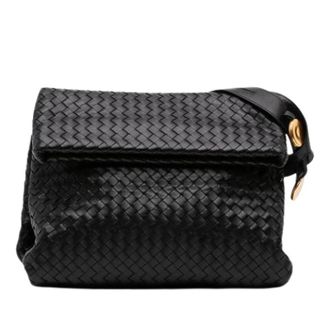 Bottega Veneta Pre-owned Woven Nappa Leather Crossbody Bag - Dames - Pre-owned - Zwart - Maat: ONE Size Leer