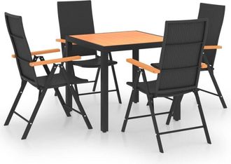 vidaXL 5 Piece Garden Dining Set Black and Brown Vidaxl
