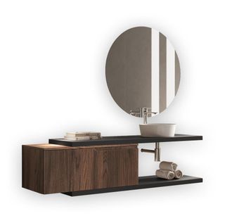 Aquadesign Mueble de ba&ntilde;o 5 piezas en mdf antracita/roble rio