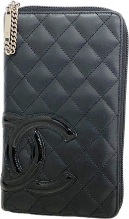 Chanel Black Leather Long Wallet (Bi-Fold) (Pre-Owned)