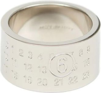 Maison Margiela Anello Minimal con logo 4mm - Argento