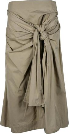Bottega Veneta Katoenen Rits Rok - Dames - Midirokken - Beige - XS - Katoen - Rokken