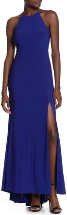 Jump Apparel Halter Neck Gown in Cobalt at Nordstrom, Size 11