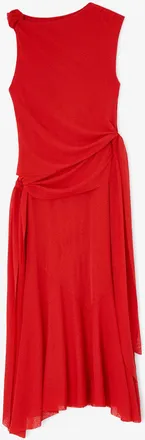 Ganni Long Dress in Marl Mesh - Size 10/12 Goji Berry