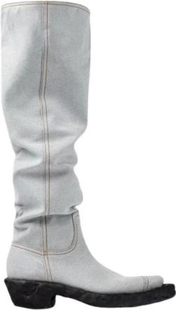 Camper Kniehoge denimlaarzen - Dames - Cowboylaarzen - Blauw - 37 EU - Denim - Schoenen