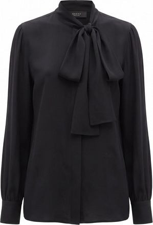 Gucci Silk Crepe De Chine Shirt With Self-Tie Bow