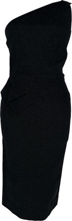 Roland Mouret One-Shoulder Midi Dress in Black Polyamide