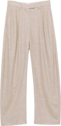 Brunello Cucinelli Broek met Plooien en Zakken - Dames - Broeken - Beige - Maat: L Katoen