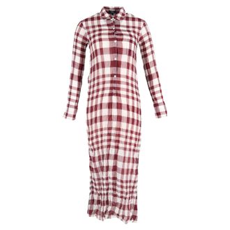Theory Plaid Shirt Dress in Red Cotton