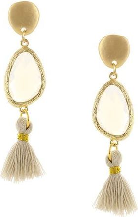 Olivia Welles Kathleen Fringe Drop Earrings in Matte Gold /White at Nordstrom Rack