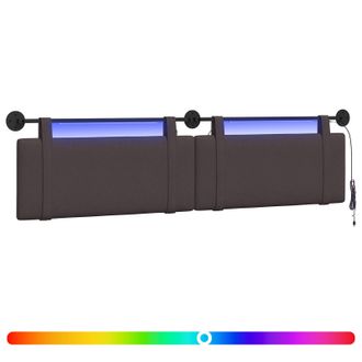 vidaXL Cabecero Colgante Con Luz Led Marr&oacute;n Oscuro Tela Vidaxl