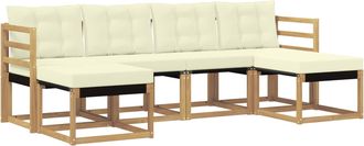 vidaXL Conjunto De Sof&aacute;s De Exterior 6 Uds. Blanco Y Crema Vidaxl
