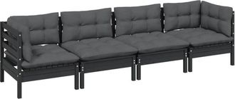 vidaXL Juego De Muebles De Jard&iacute;n 4 Pzas Y Cojines Madera Maciza Pino Vidaxl