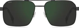 BOSS 1985/S/US 59mm Square Sunglasses in Matte Black/gyhc Gnsp Ar at Nordstrom