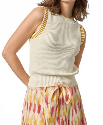 Lilla P Sleeveless Crewneck Sweater In Ecru