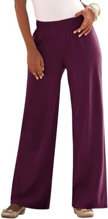 Roaman's Plus Size Pull On Wide Leg Soft Knit Pant in Dark Berry at Nordstrom, Size Medium