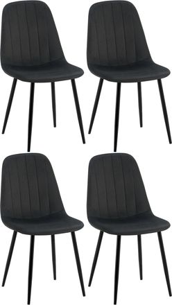 Clp Clp - Juego De 4 Sillas De Comedor Baxter En Terciopelo Negro