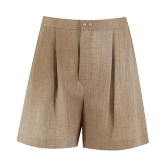 Ermanno Scervino High-waisted Tailored Shorts - Dames - Korte Broeken - Beige - M - Leer - Korte Broeken
