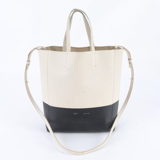 Celine Black White Leather Handbag Shoulder Bag Tote Bag (Pre-Owned)