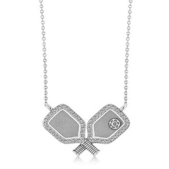 Allurez Diamond Large Dual Pickleball Paddle Pendant Necklace 14K in 0.25Ct, White Gold at Nordstrom, Size 18