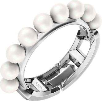 Diesel Sterling silver and pearl band ring - Rings - Unisex - Silver