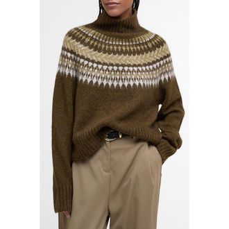 Barbour Lorrie Fair Isle Wool & Alpaca Blend Sweater in Brown Multi at Nordstrom Rack, Size 14 Us / 18 Uk