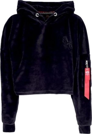 Alpha Industries Zwarte hoodie met verstelbare capuchon en ritssluiting - Dames - Hoodies - Zwart - S - Polyester - Hoodies & sweatvesten