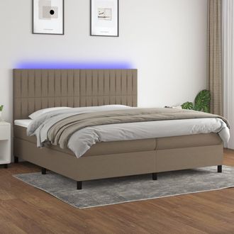 vidaXL Vidaxl - Cama Box Spring Colch&oacute;n Y Luces Led Tela Gris Taupe 200x200 Cm