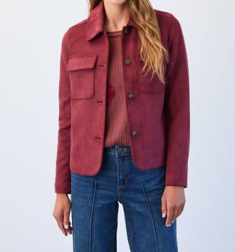 FDJ Faux Suede Jacket In Burgundy