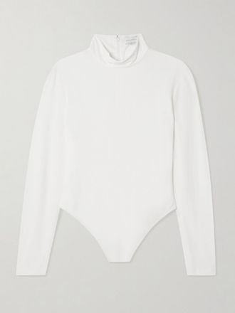 Stella McCartney Body A Collo Alto In Cr&ecirc;pe De Chine - Bianco