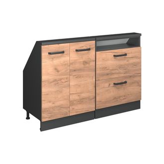 Vicco Armario De Cocina Para Techo Inclinado R-line, Oro Power Roble/antracita, 120 Cm Lote De 2, Vicco