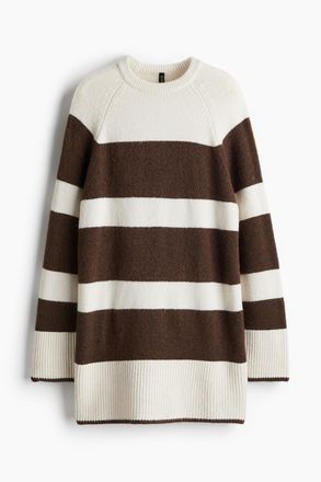 H&M Strickkleid - Dunkelbraun/Gestreift