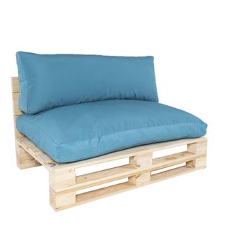 ED&Egrave;N JARD&Iacute; Sof&aacute; palet con cojines jard&iacute;n de pino nuevo poli&eacute;ster 180gr turquesa