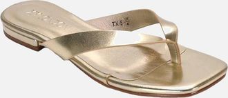 XY London Womens XY London Womens/Ladies Rio Metallic Thong Strap Square Flip Flops - Gold - Size: 6